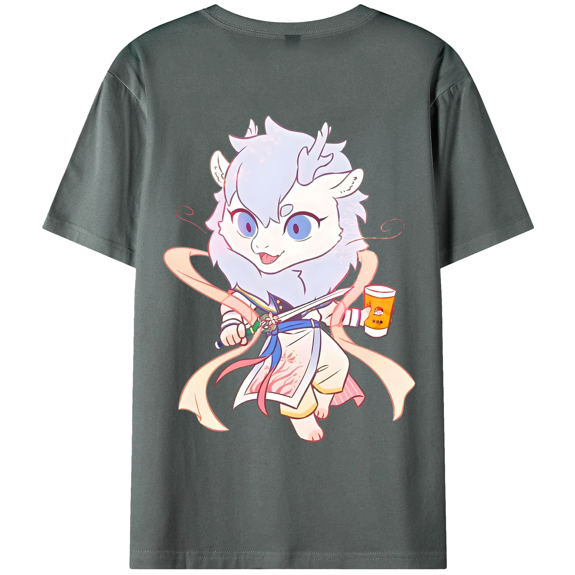（画像用） Ne Zha 2 ナタ 魔童の大暴れ 綿100％ メンズ半袖Tシャツ（バックプリント） 通気性